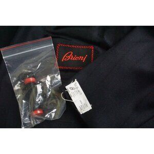 Brioni Plinio Navy Blue Textured 100% Wool Double Breasted Sport Coat Sz 50R NEW